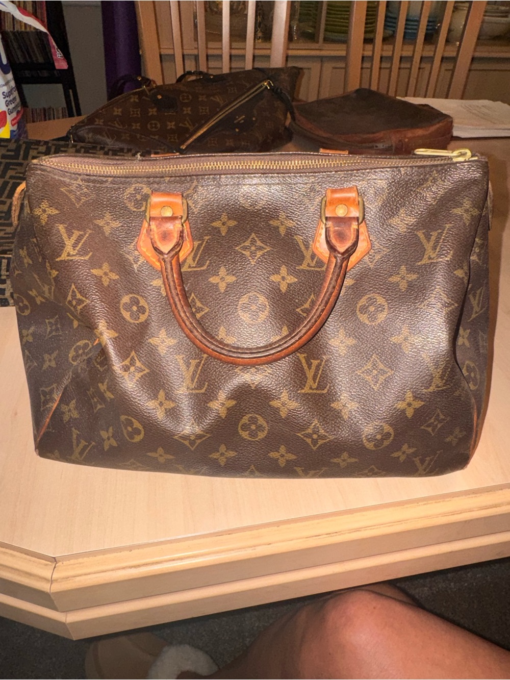 Vintage Louis Vuitton Speedy 35 Clutch in Brown and Tan - Picture 1 of 5